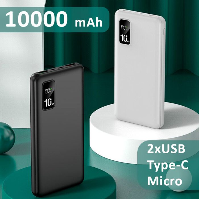 Power bank XIYT YZB0221 10000 mAh 2xUSB/Micro/Type-C Black